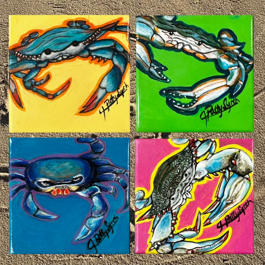 Cork-back coaster - Crab - Blue