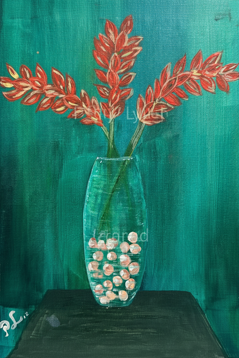 Original Acrylic - 8x12" -  Canvas - Red Ginger Flowers
