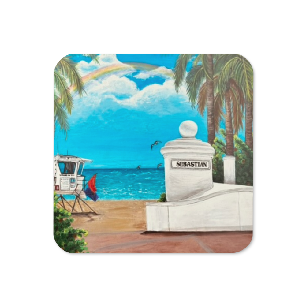 Cork-back coaster - Sebastian St. Beach, Fort Lauderdale