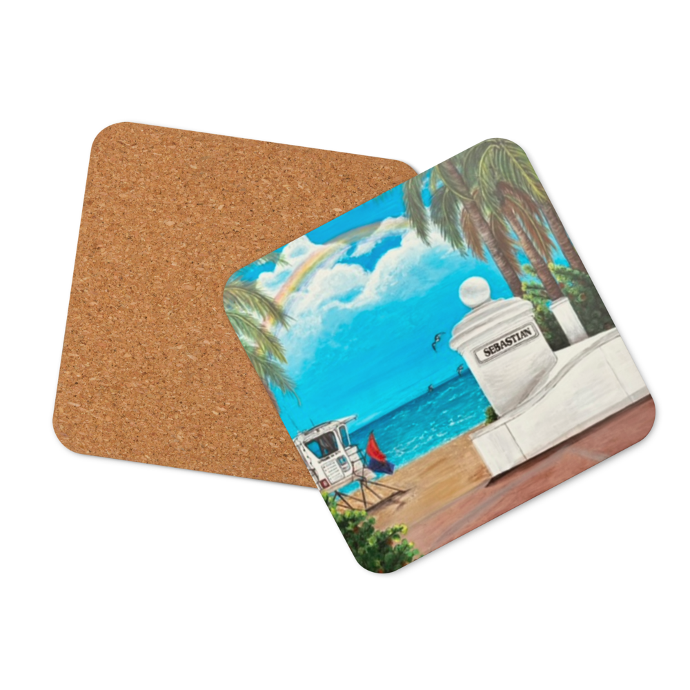 Cork-back coaster - Sebastian St. Beach, Fort Lauderdale