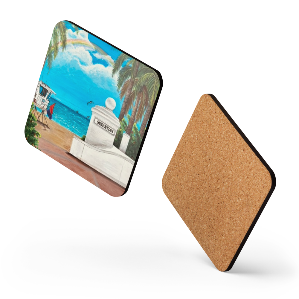 Cork-back coaster - Sebastian St. Beach, Fort Lauderdale