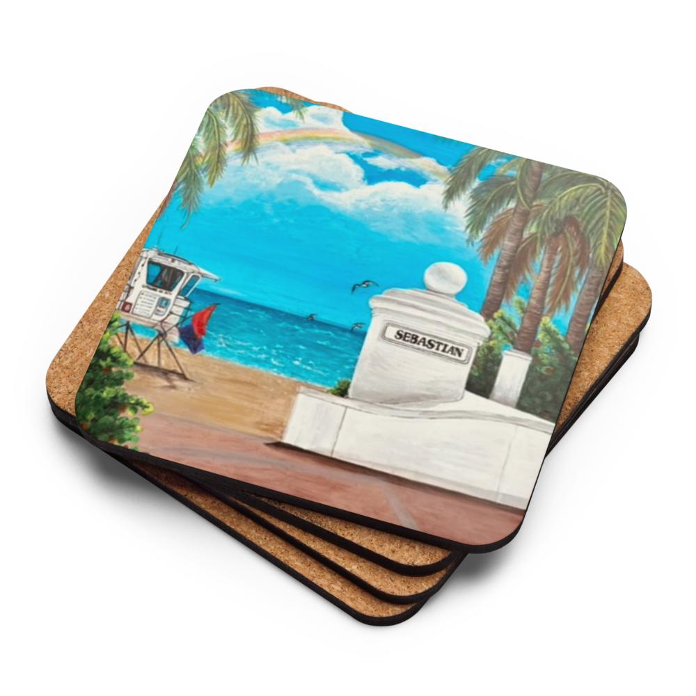 Cork-back coaster - Sebastian St. Beach, Fort Lauderdale