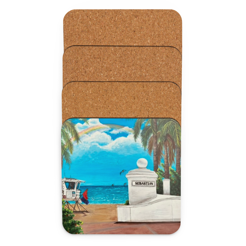 Cork-back coaster - Sebastian St. Beach, Fort Lauderdale