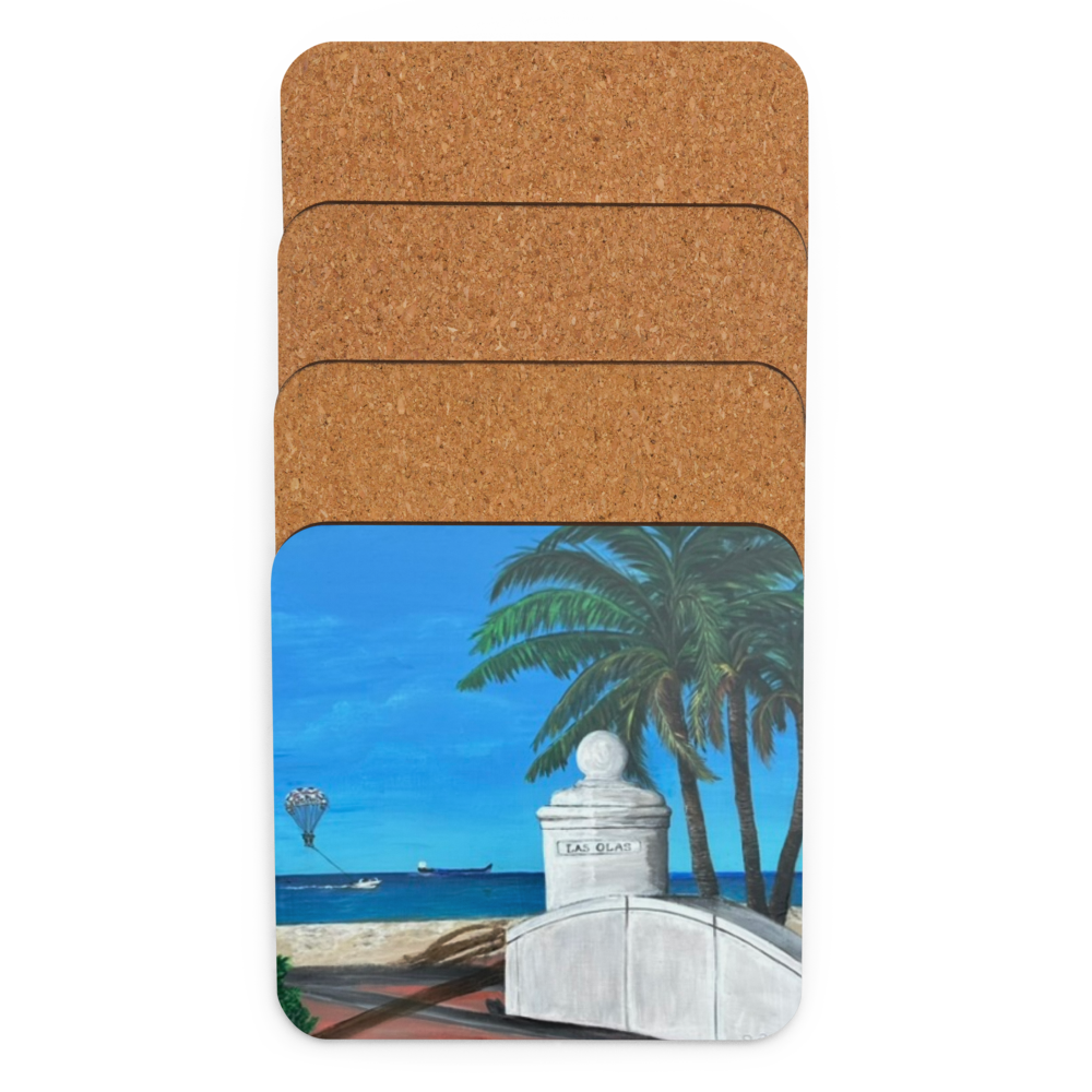 Cork-back coaster - Las Olas Blvd at Fort Lauderdale Beach