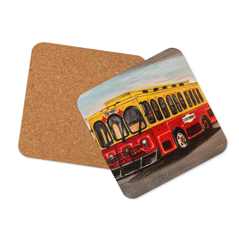 Cork-back coaster - Sun Trolly of Fort Lauderdale