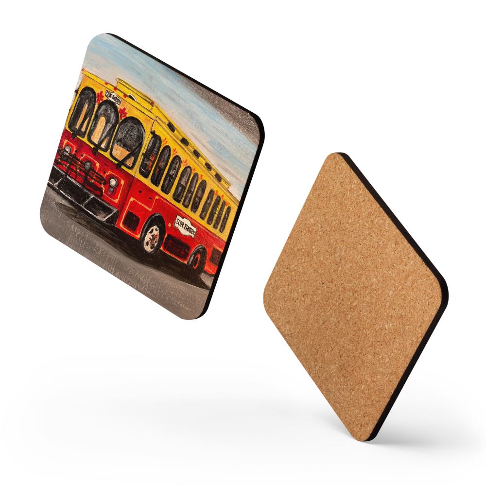 Cork-back coaster - Sun Trolly of Fort Lauderdale