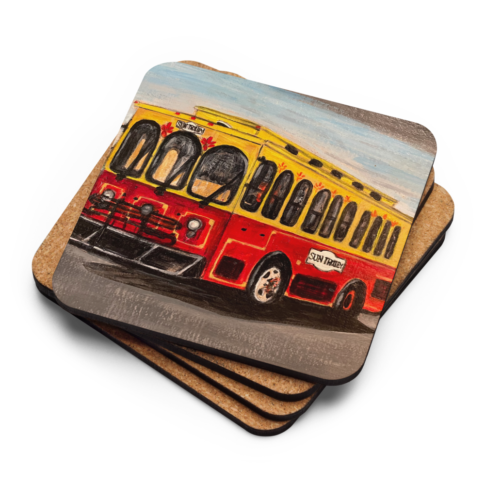 Cork-back coaster - Sun Trolly of Fort Lauderdale