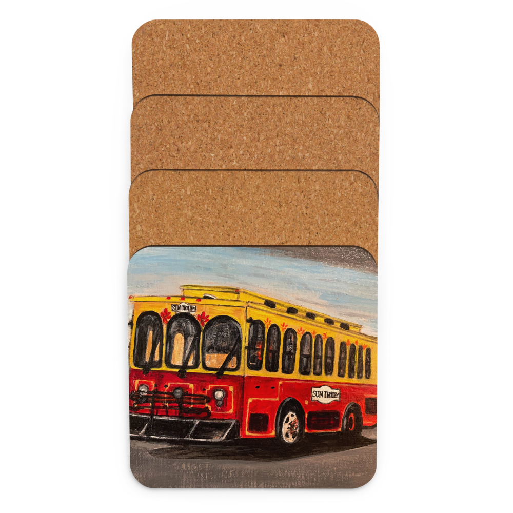Cork-back coaster - Sun Trolly of Fort Lauderdale
