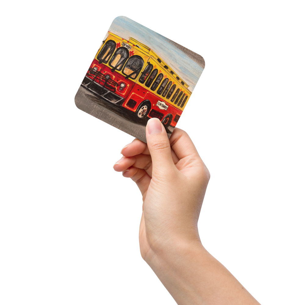 Cork-back coaster - Sun Trolly of Fort Lauderdale