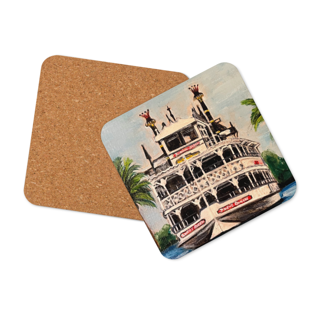 Cork-back coaster - Jungle Queen on the New River
