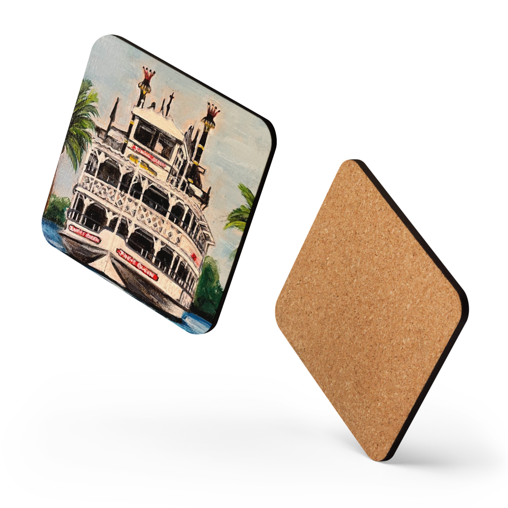Cork-back coaster - Jungle Queen on the New River