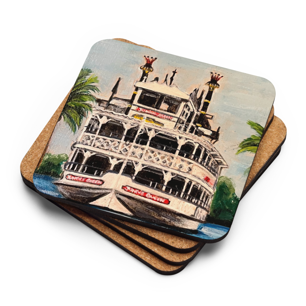 Cork-back coaster - Jungle Queen on the New River