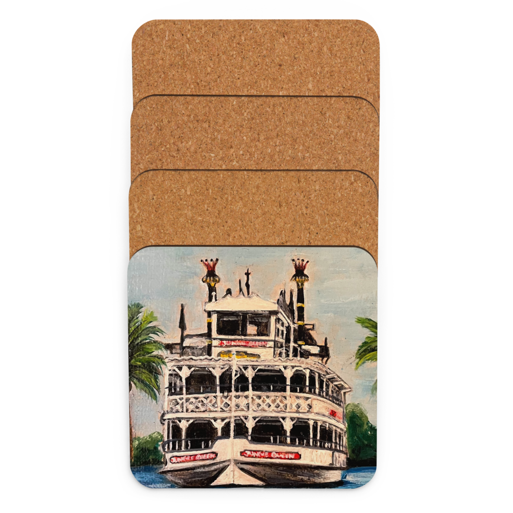 Cork-back coaster - Jungle Queen on the New River
