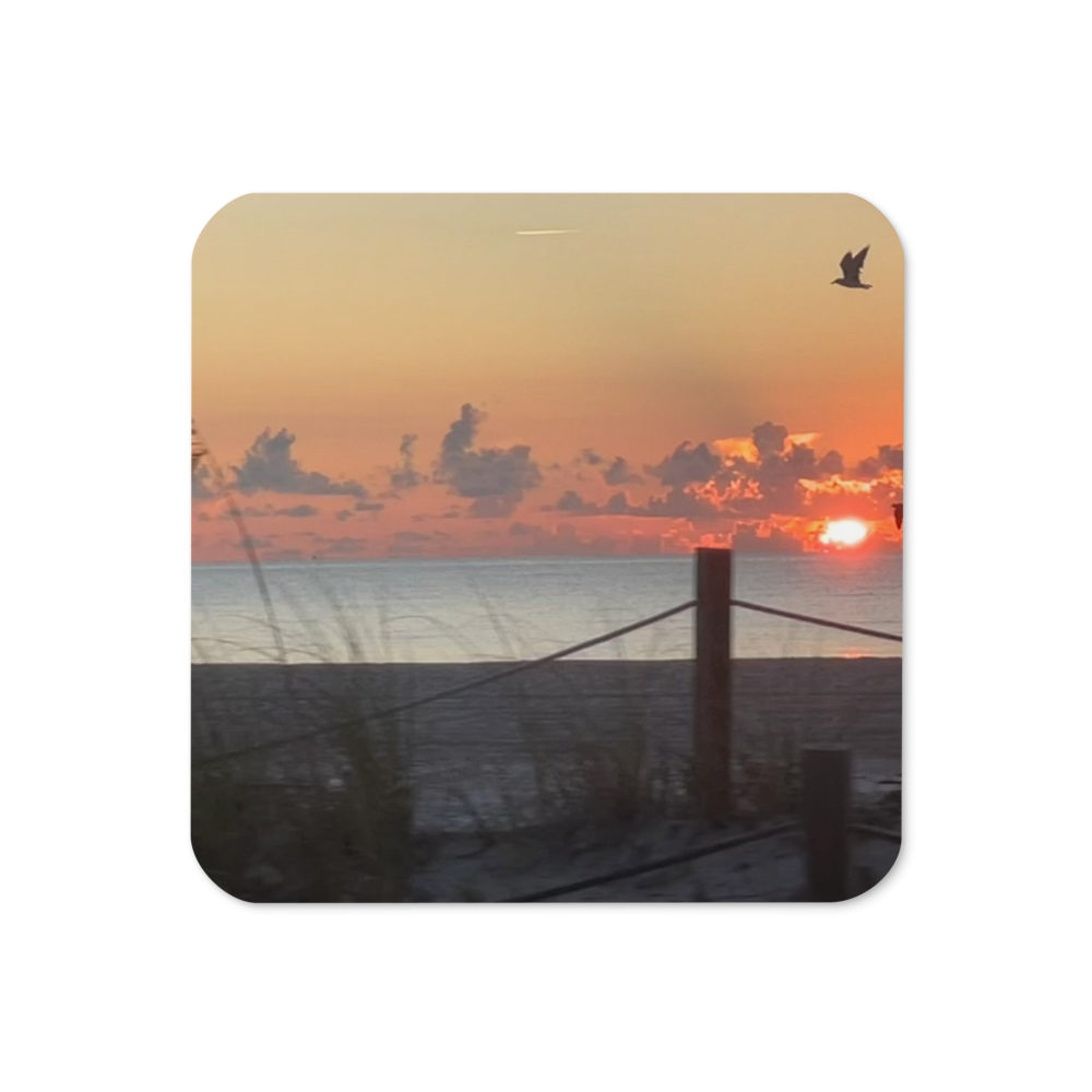 Cork-back coaster - Sunrise w Seagulls