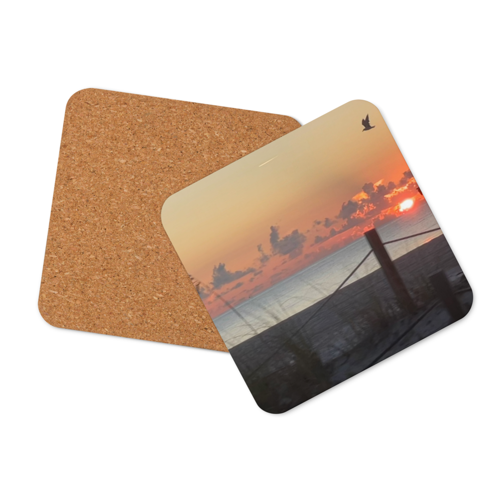 Cork-back coaster - Sunrise w Seagulls