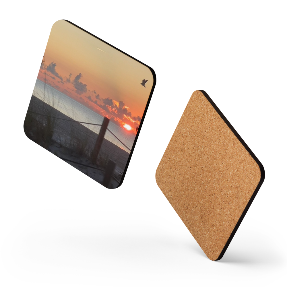 Cork-back coaster - Sunrise w Seagulls