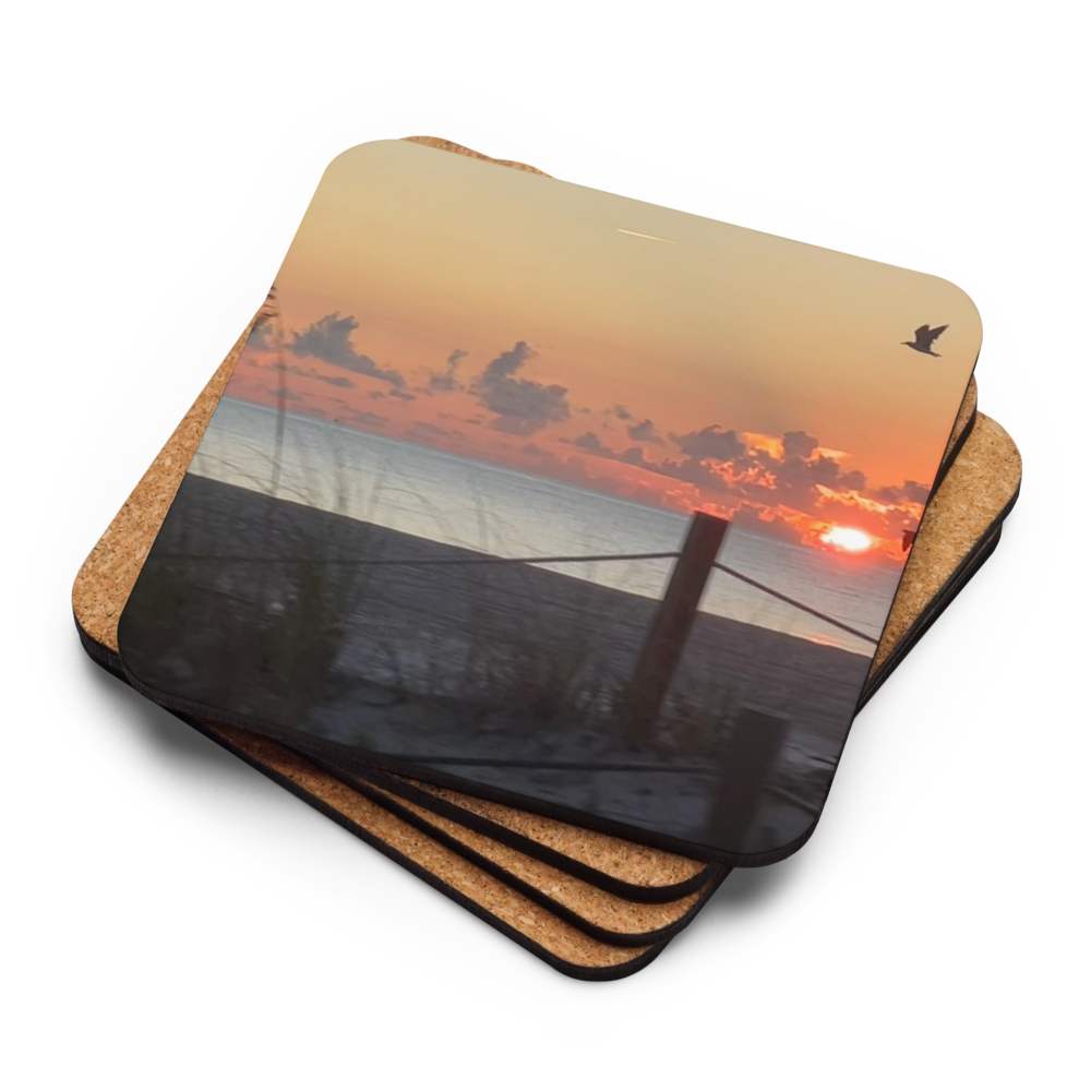 Cork-back coaster - Sunrise w Seagulls
