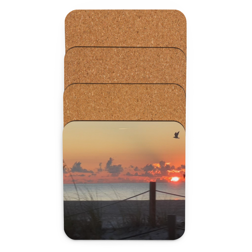Cork-back coaster - Sunrise w Seagulls