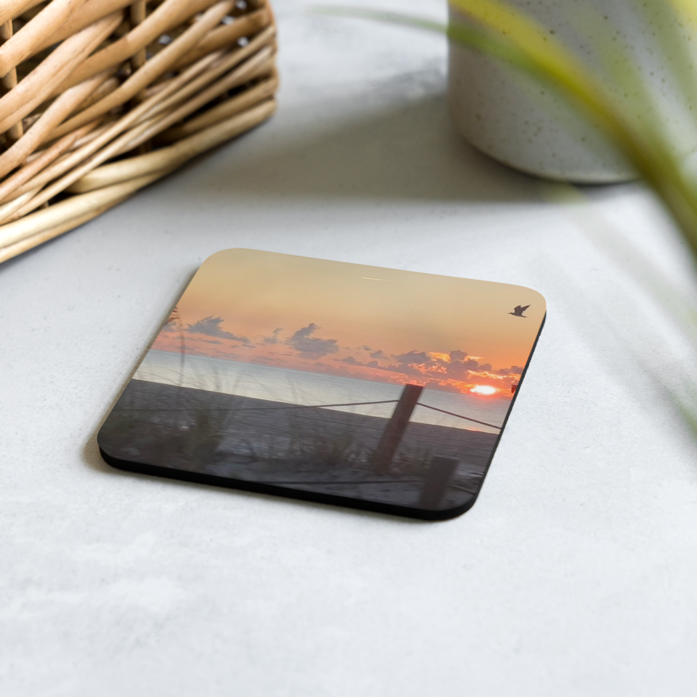 Cork-back coaster - Sunrise w Seagulls