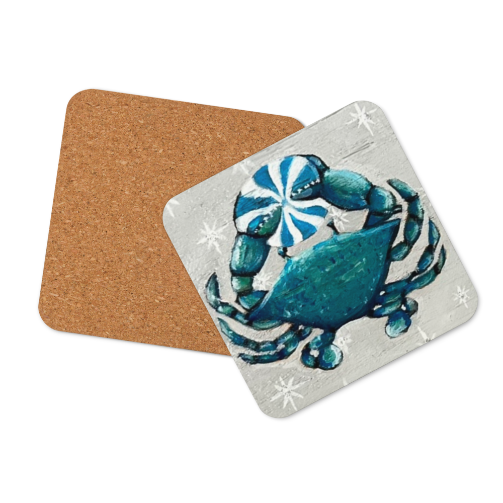 Cork-back coaster - Christmas Crab Clutches Sand Dollar