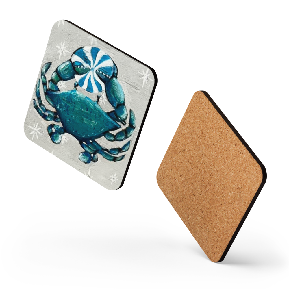 Cork-back coaster - Christmas Crab Clutches Sand Dollar