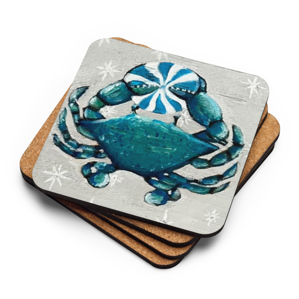 Cork-back coaster - Christmas Crab Clutches Sand Dollar
