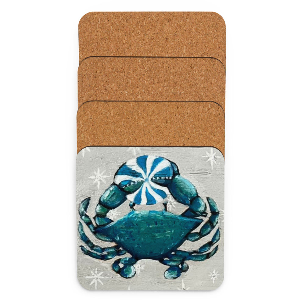 Cork-back coaster - Christmas Crab Clutches Sand Dollar