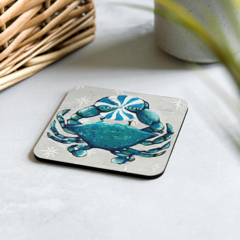 Cork-back coaster - Christmas Crab Clutches Sand Dollar