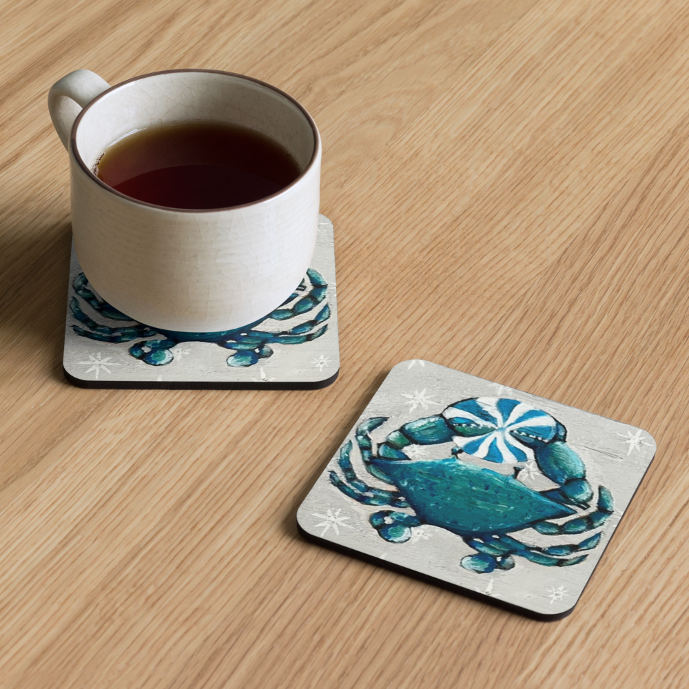 Cork-back coaster - Christmas Crab Clutches Sand Dollar