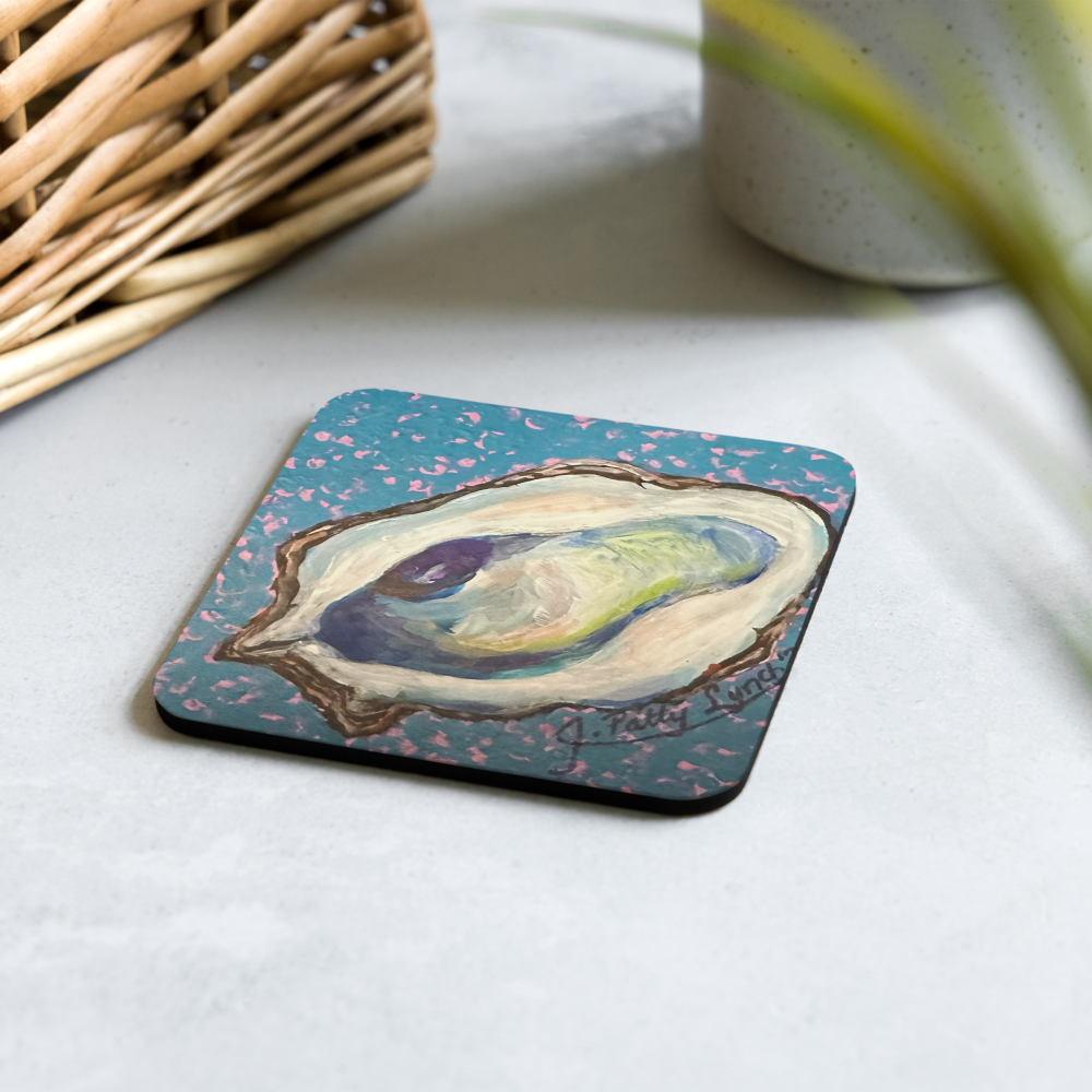 Cork-back coaster - Oyster Freckled Blue