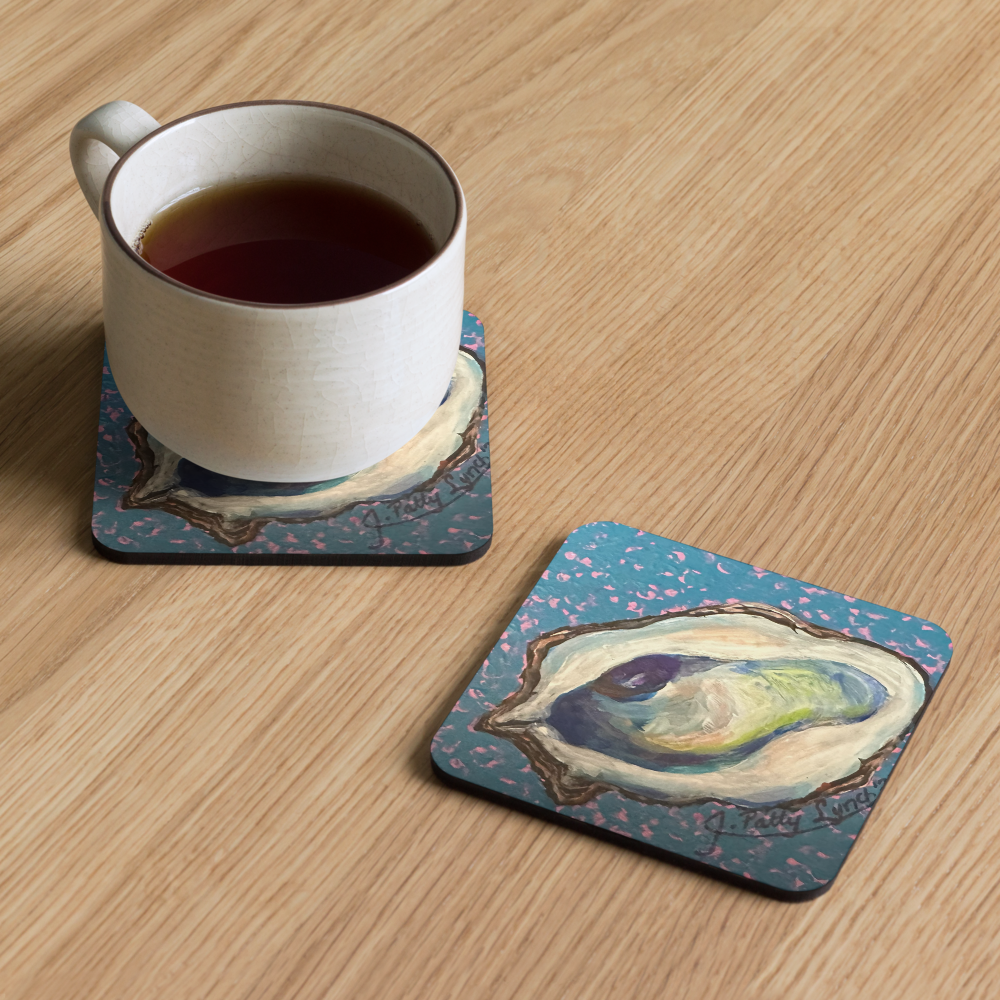 Cork-back coaster - Oyster Freckled Blue