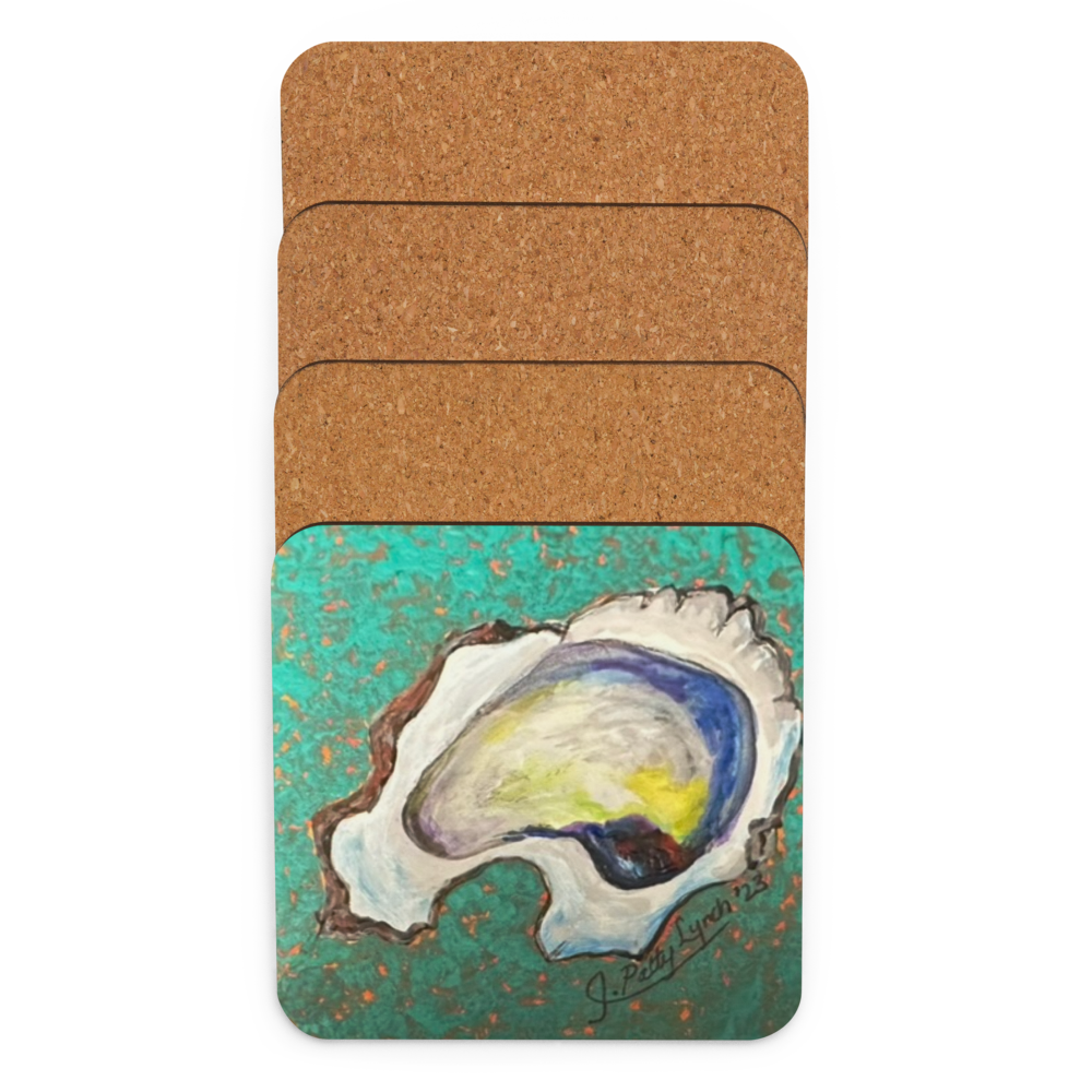 Cork-back coaster - Oyster Freckled Green