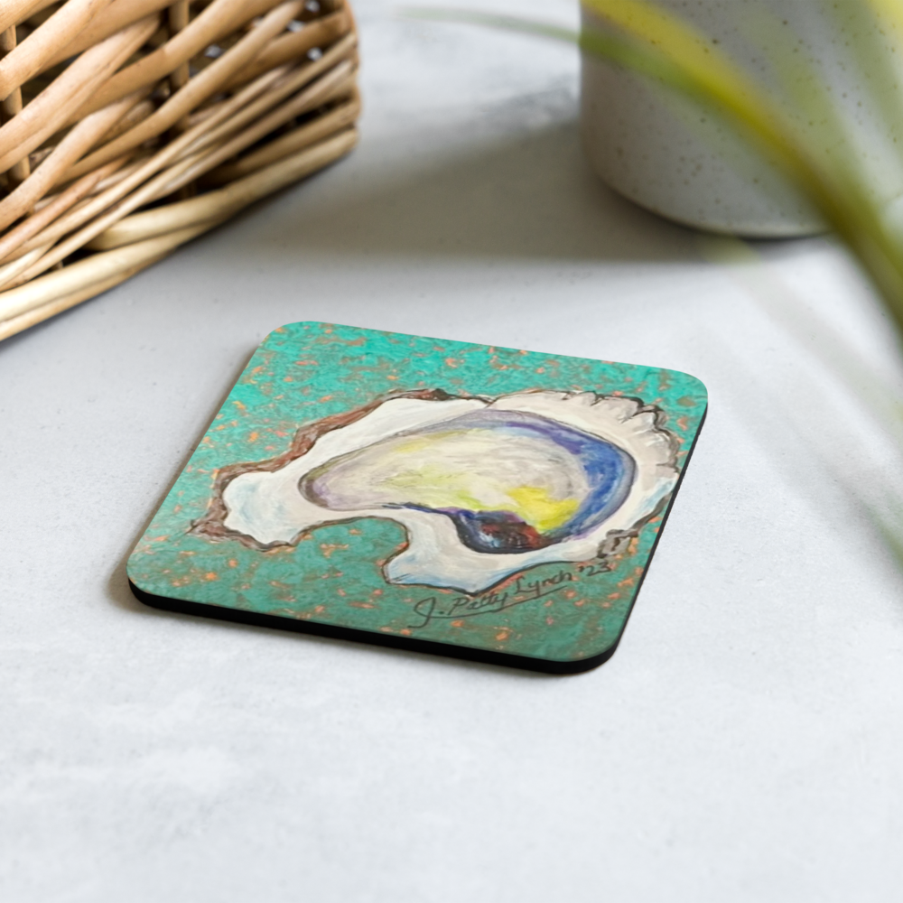 Cork-back coaster - Oyster Freckled Green