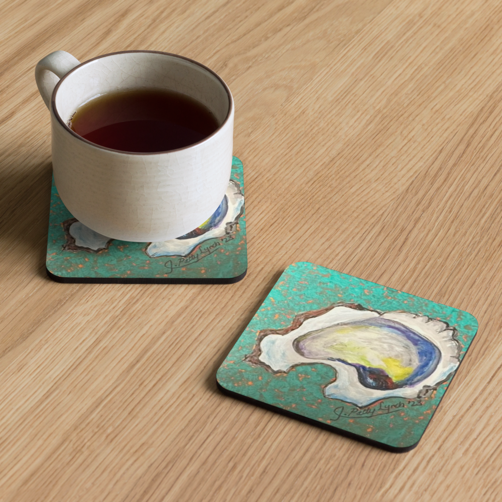 Cork-back coaster - Oyster Freckled Green