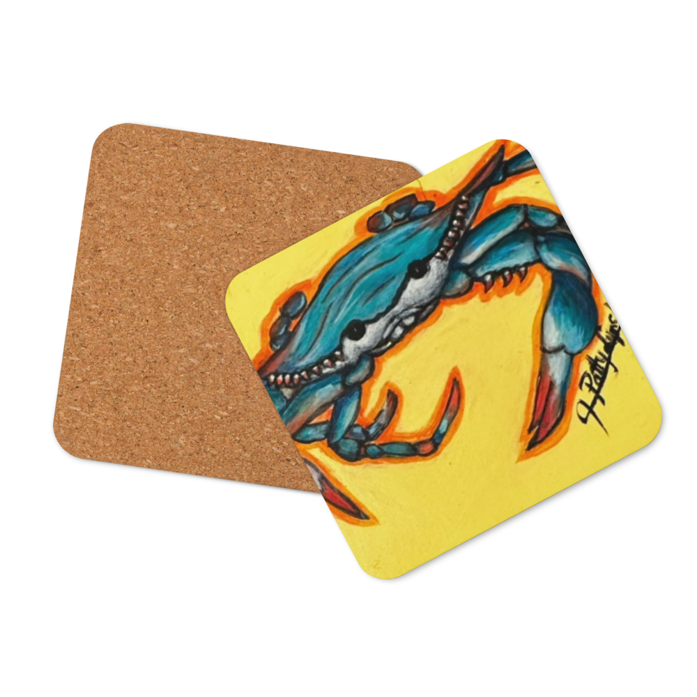 Cork-back coaster - Crab - Yellow