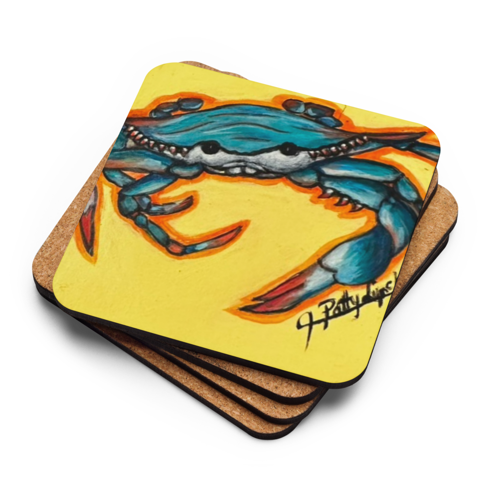 Cork-back coaster - Crab - Yellow
