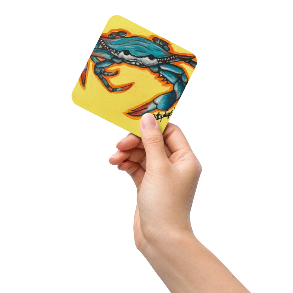 Cork-back coaster - Crab - Yellow