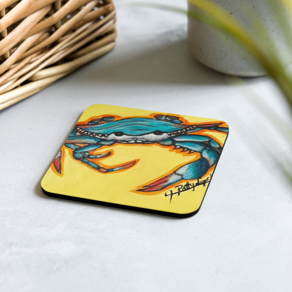 Cork-back coaster - Crab - Yellow