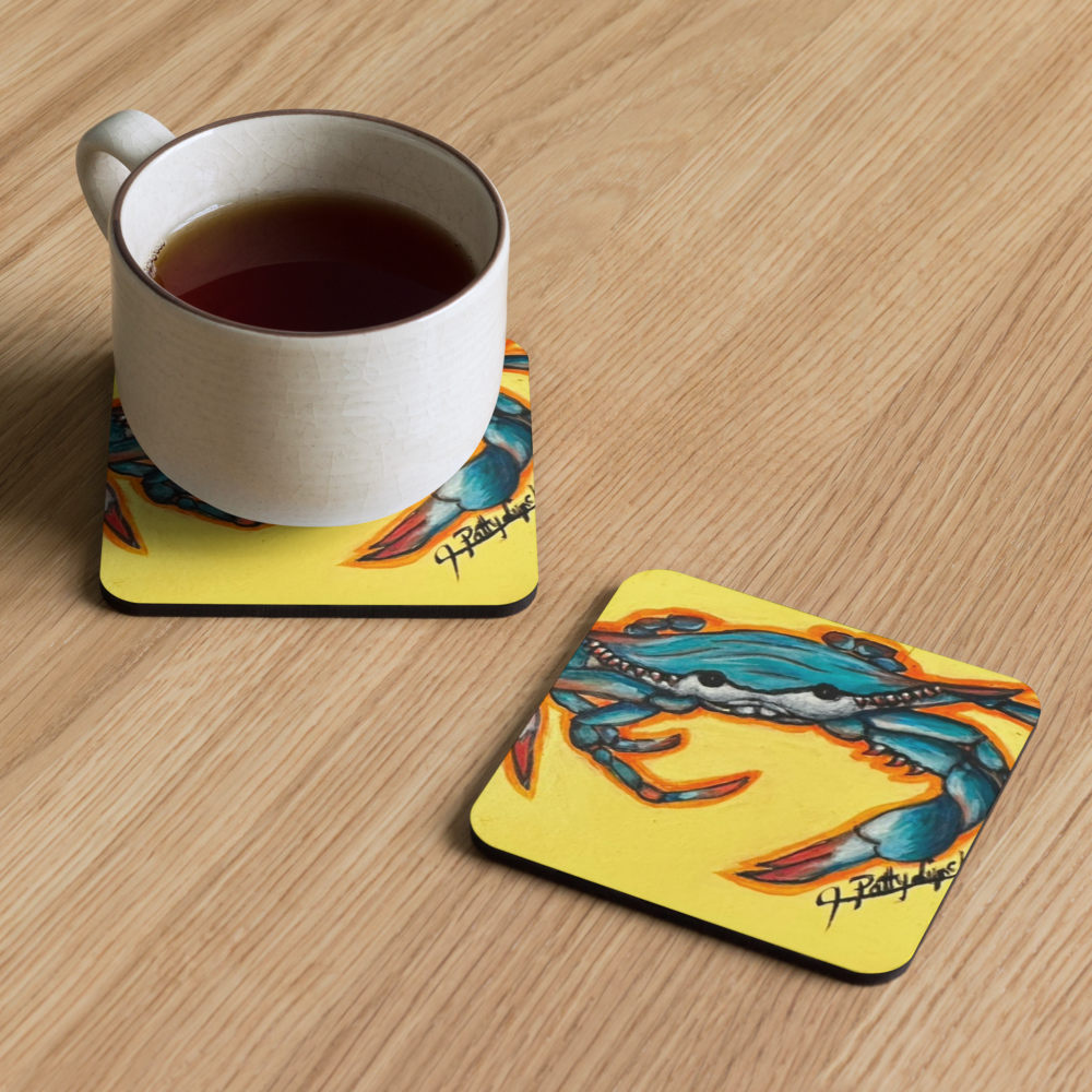 Cork-back coaster - Crab - Yellow