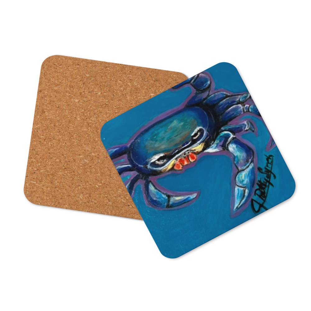 Cork-back coaster - Crab - Blue