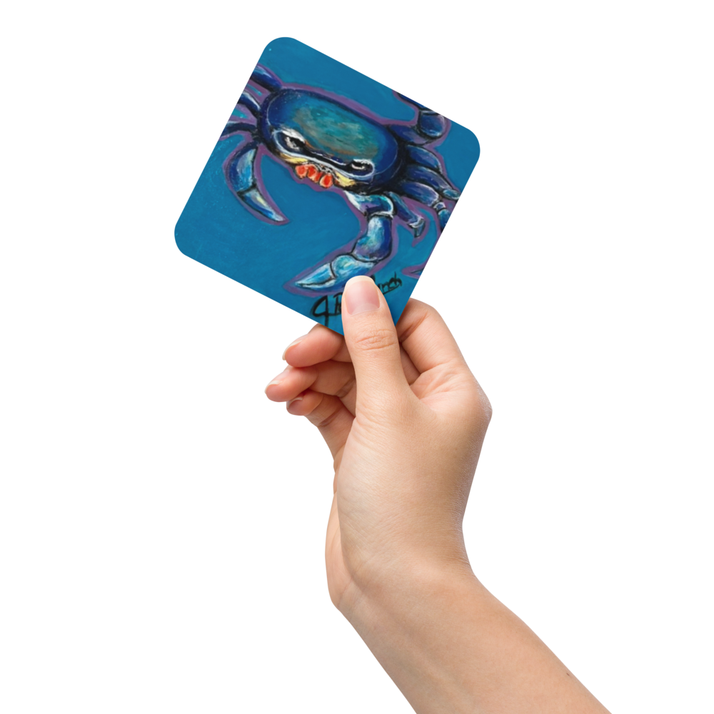 Cork-back coaster - Crab - Blue