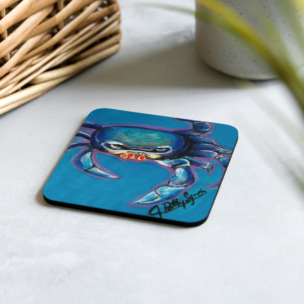 Cork-back coaster - Crab - Blue