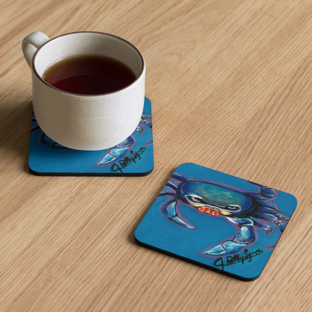 Cork-back coaster - Crab - Blue